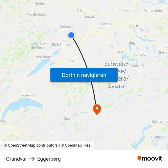 Grandval to Eggerberg map