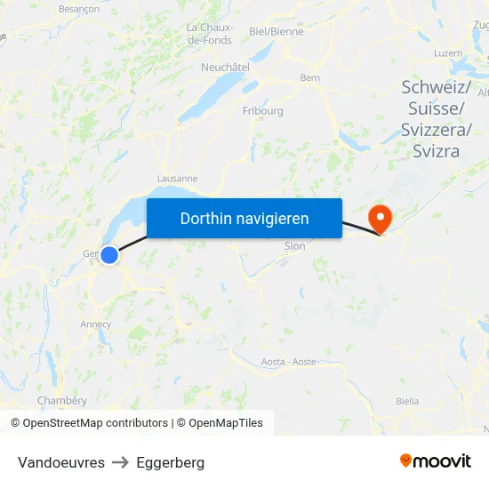 Vandoeuvres to Eggerberg map
