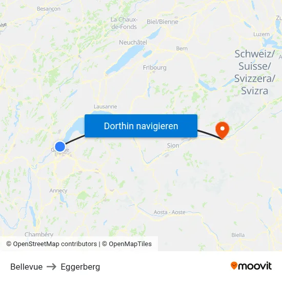 Bellevue to Eggerberg map