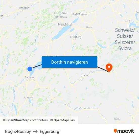 Bogis-Bossey to Eggerberg map