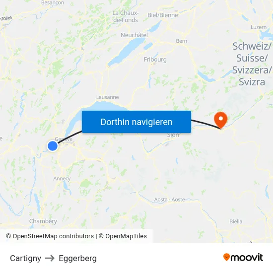 Cartigny to Eggerberg map