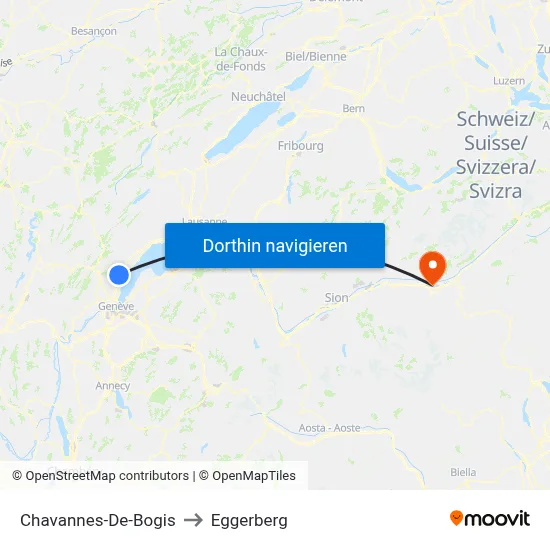 Chavannes-De-Bogis to Eggerberg map