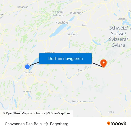 Chavannes-Des-Bois to Eggerberg map