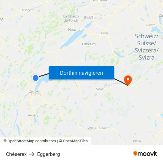 Chéserex to Eggerberg map