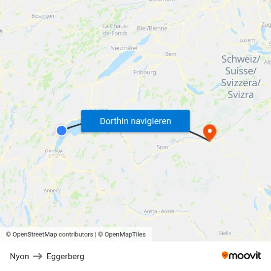 Nyon to Eggerberg map