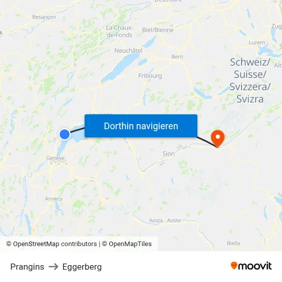 Prangins to Eggerberg map