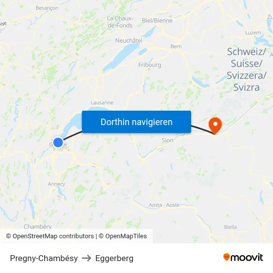 Pregny-Chambésy to Eggerberg map