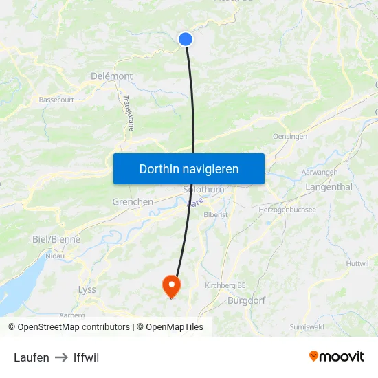 Laufen to Iffwil map