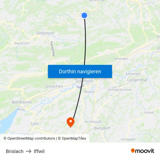 Brislach to Iffwil map