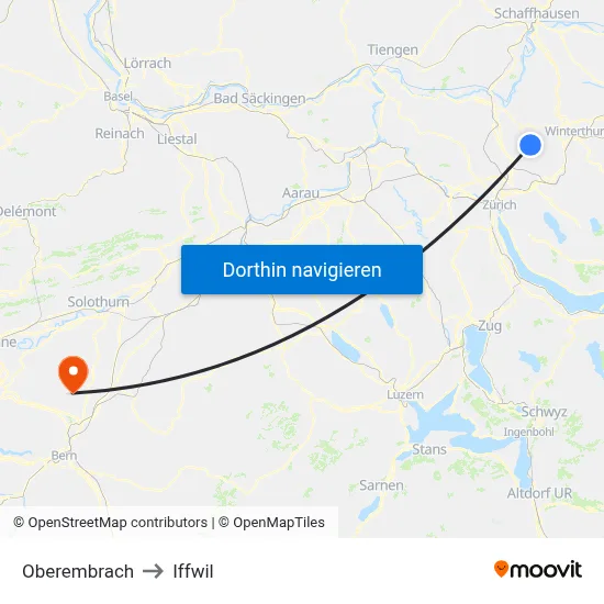 Oberembrach to Iffwil map