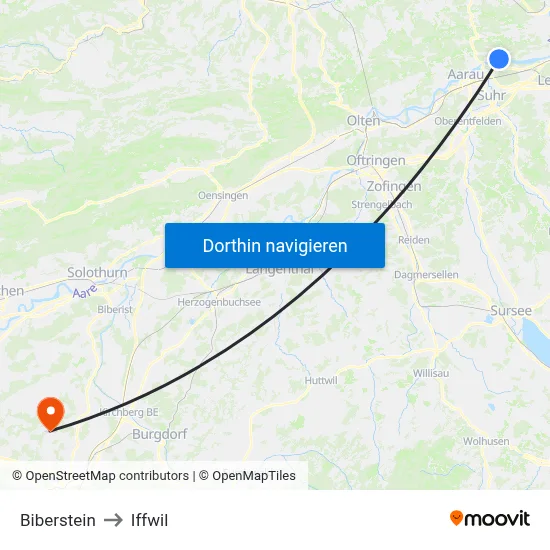 Biberstein to Iffwil map