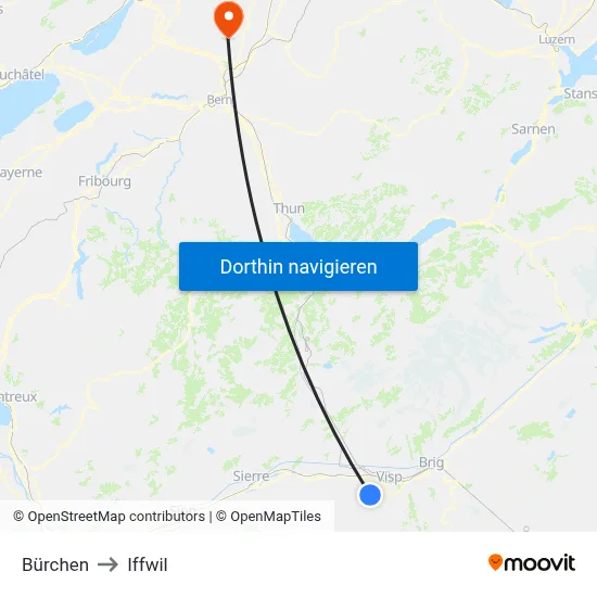 Bürchen to Iffwil map