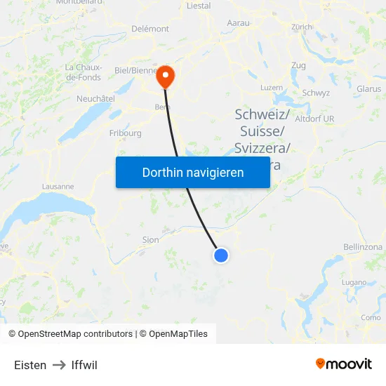 Eisten to Iffwil map