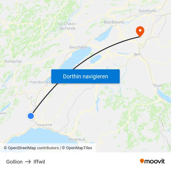 Gollion to Iffwil map