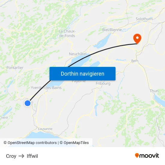 Croy to Iffwil map