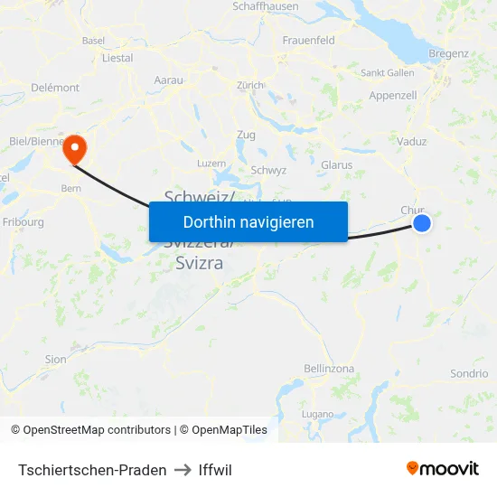 Tschiertschen-Praden to Iffwil map
