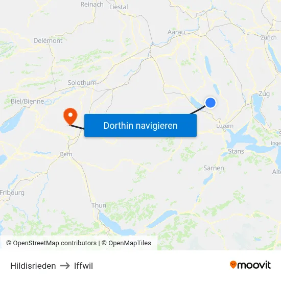 Hildisrieden to Iffwil map