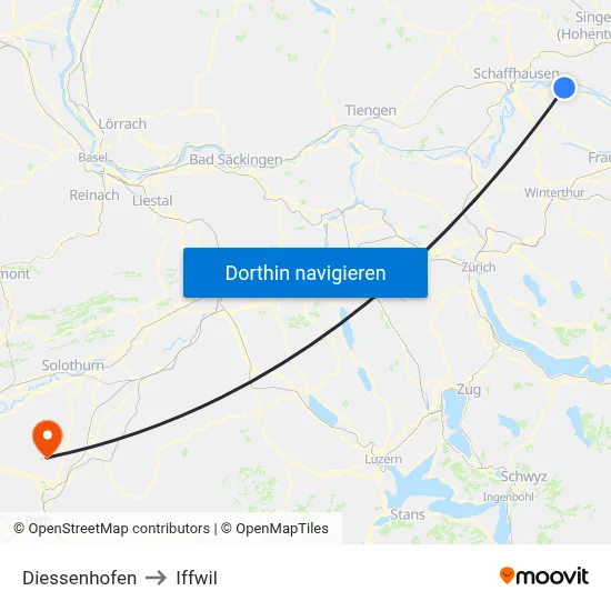 Diessenhofen to Iffwil map
