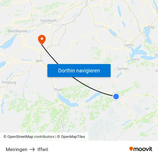 Meiringen to Iffwil map