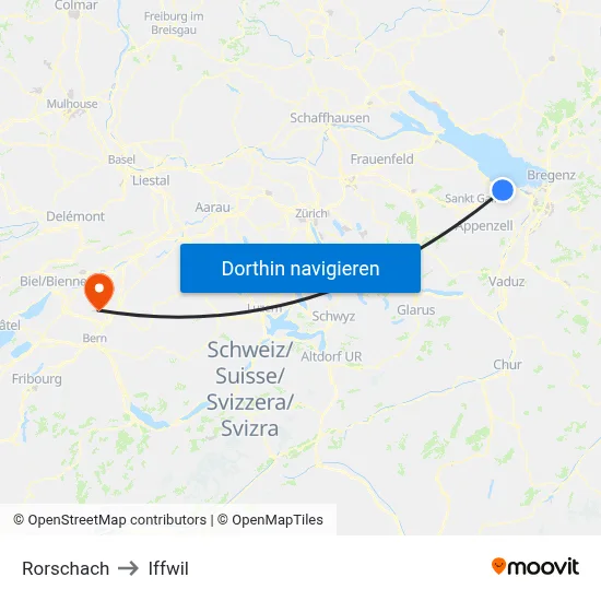 Rorschach to Iffwil map