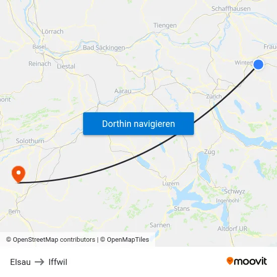 Elsau to Iffwil map