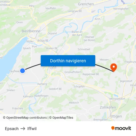 Epsach to Iffwil map