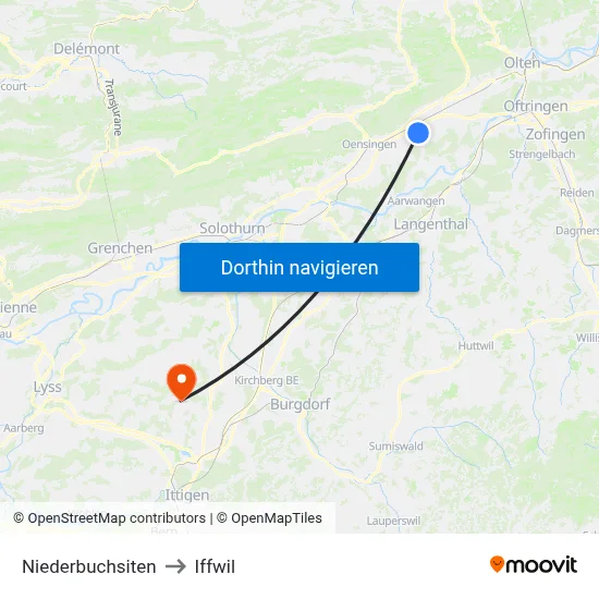 Niederbuchsiten to Iffwil map