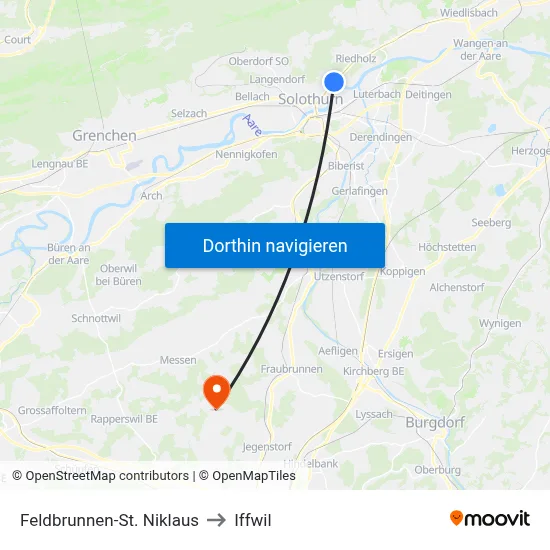 Feldbrunnen-St. Niklaus to Iffwil map