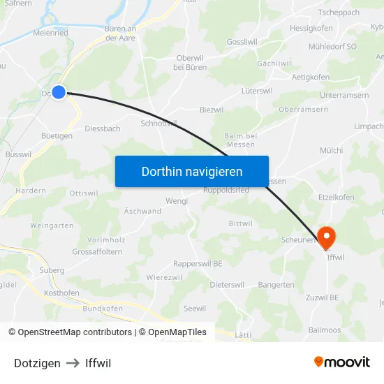 Dotzigen to Iffwil map