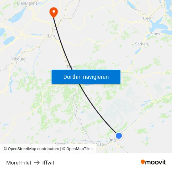 Mörel-Filet to Iffwil map