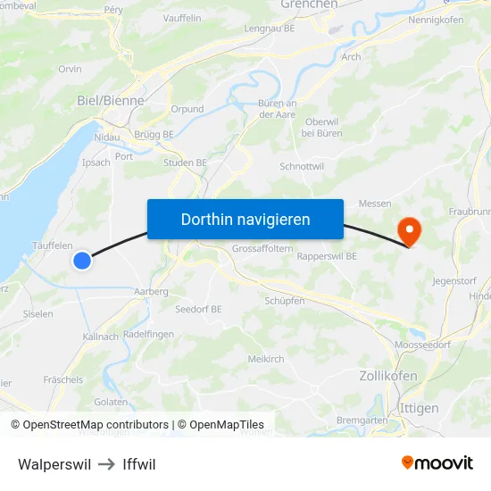 Walperswil to Iffwil map