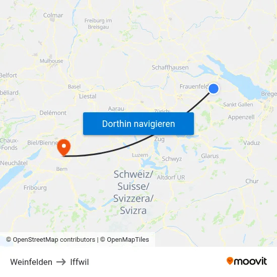 Weinfelden to Iffwil map