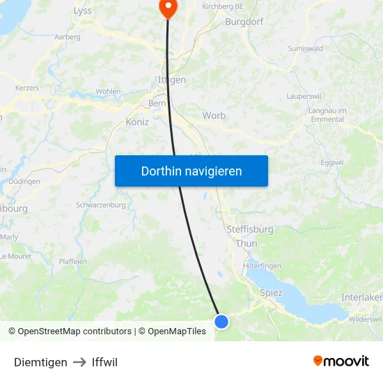 Diemtigen to Iffwil map