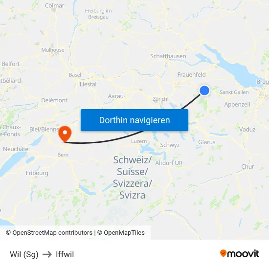 Wil (Sg) to Iffwil map