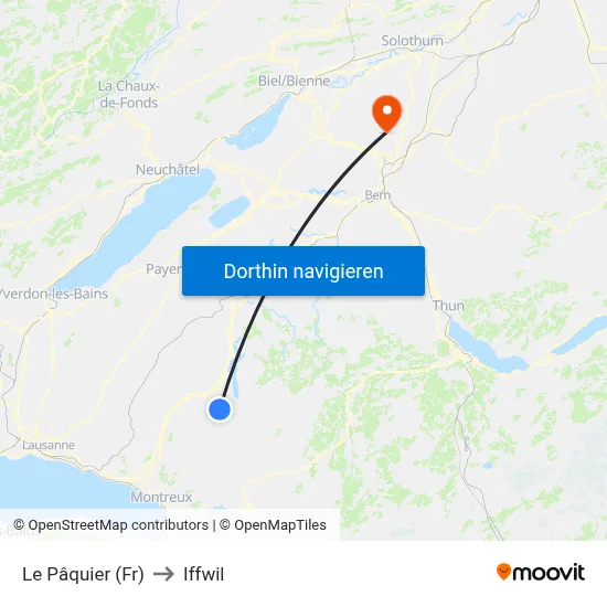 Le Pâquier (Fr) to Iffwil map