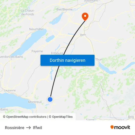 Rossinière to Iffwil map