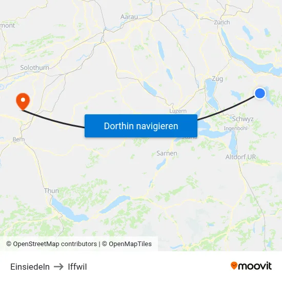 Einsiedeln to Iffwil map