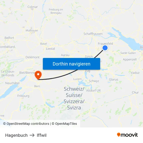 Hagenbuch to Iffwil map