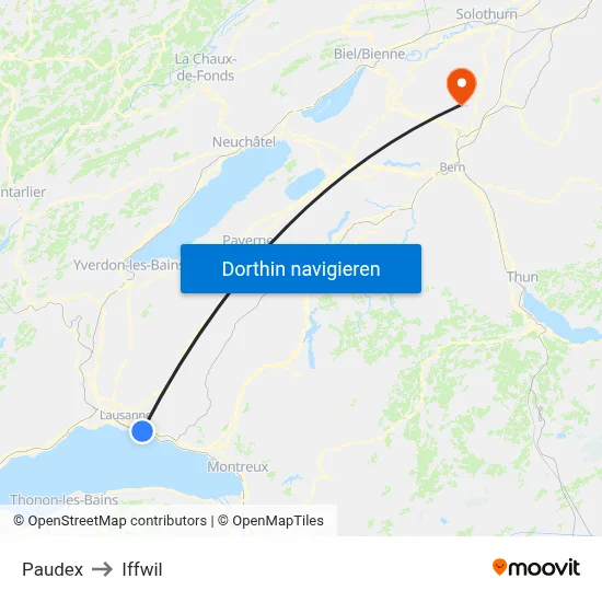 Paudex to Iffwil map