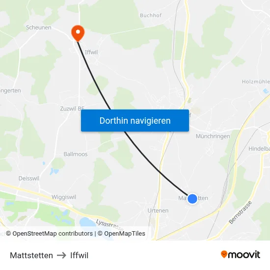 Mattstetten to Iffwil map