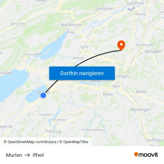 Murten to Iffwil map