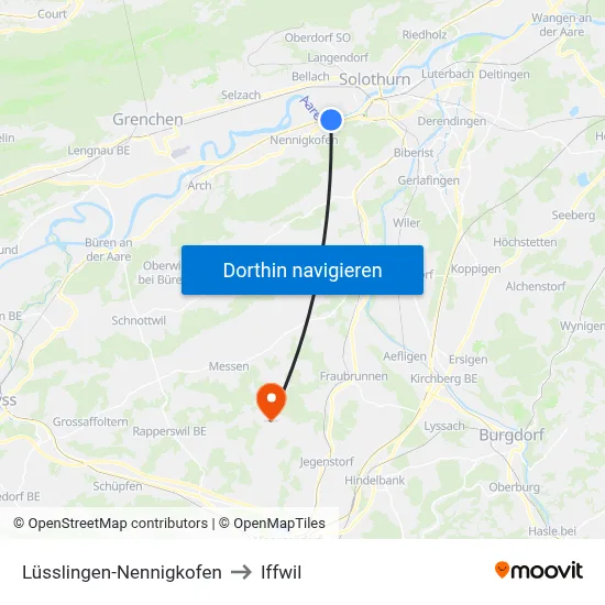 Lüsslingen-Nennigkofen to Iffwil map