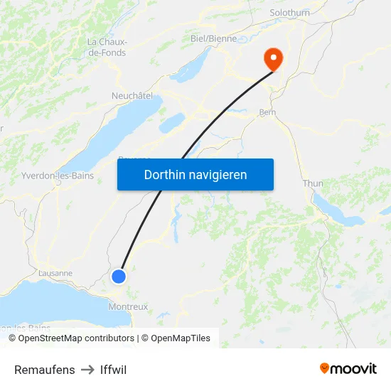 Remaufens to Iffwil map