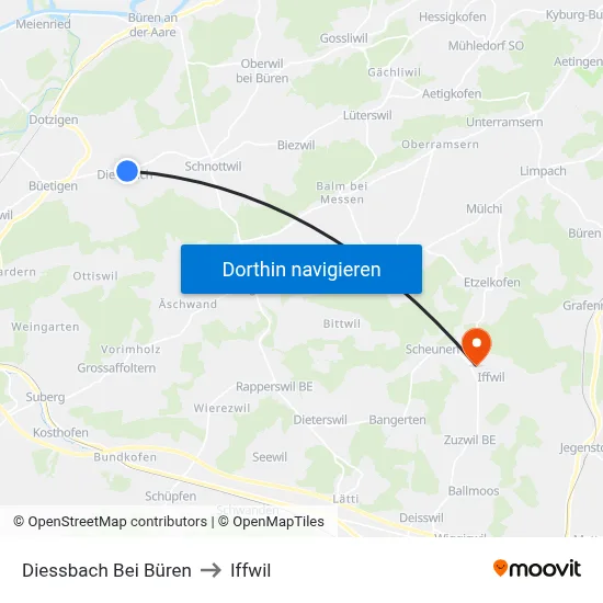 Diessbach Bei Büren to Iffwil map