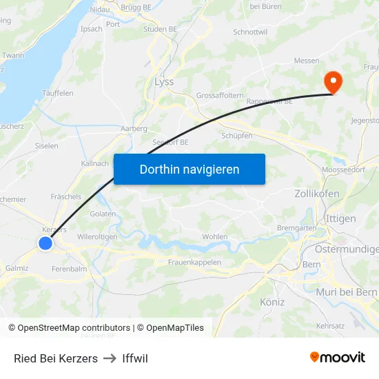 Ried Bei Kerzers to Iffwil map