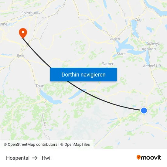 Hospental to Iffwil map