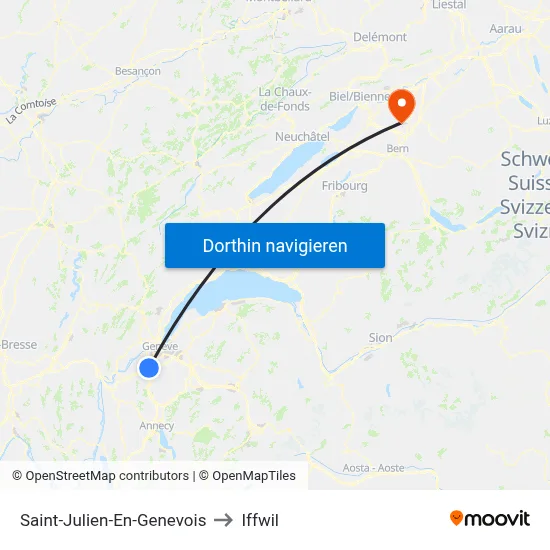 Saint-Julien-En-Genevois to Iffwil map