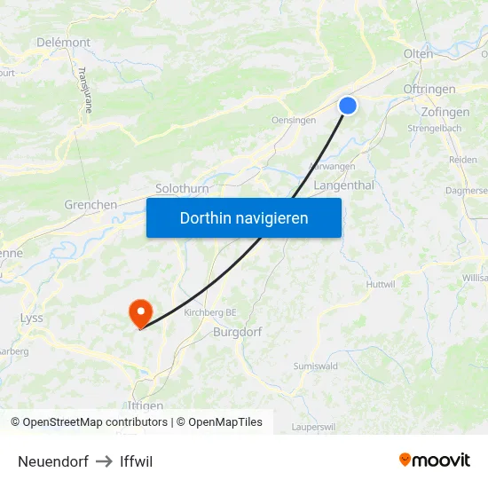 Neuendorf to Iffwil map