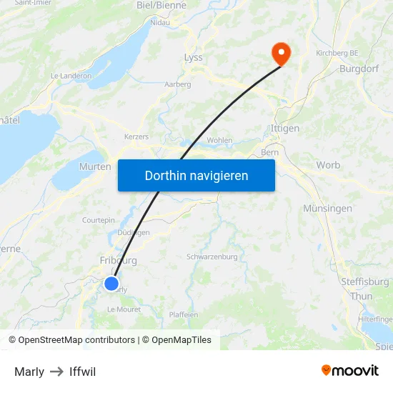 Marly to Iffwil map