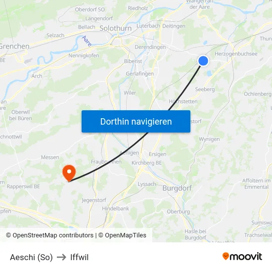Aeschi (So) to Iffwil map